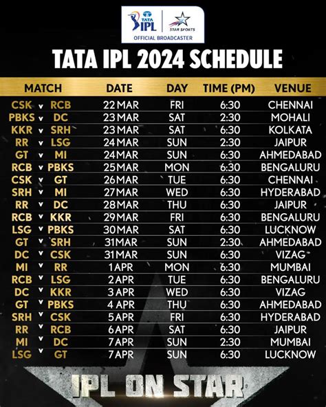 ipl 2024 schedule time table